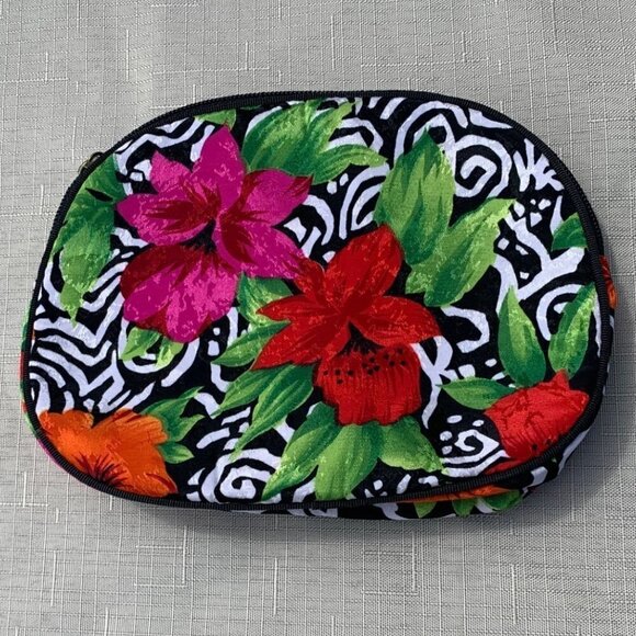 Oscar de la Renta Hibiscus Floral Clutch Cosmetic Bag - Picture 3 of 7